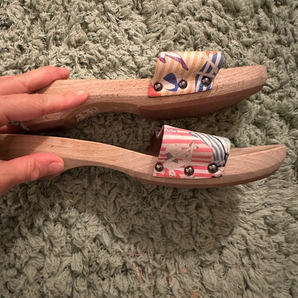 SEILENNA WOOD SOLE SLIDE SANDAL Mulitcolored Size 37 - Picture 7 of 9